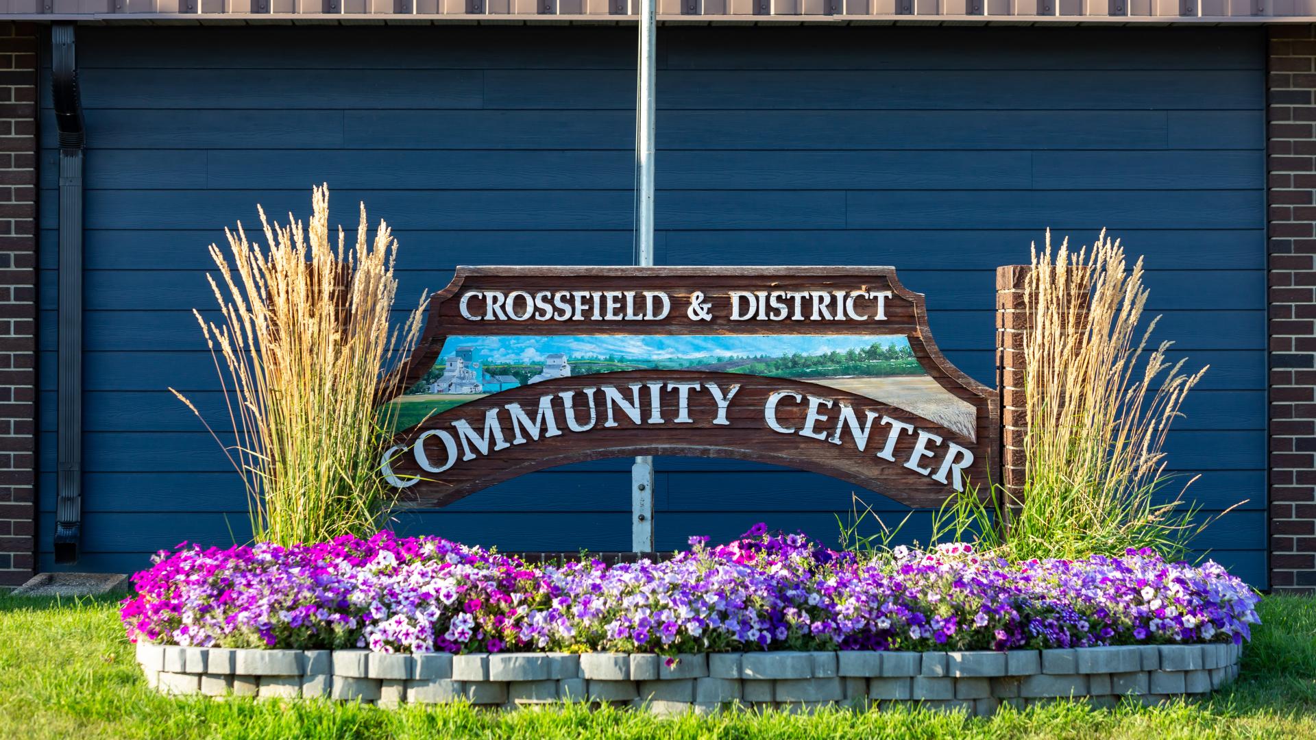 Sign at the front of the Crossfield Community Centre