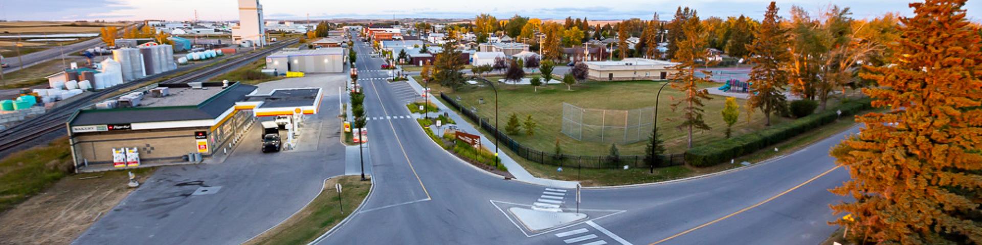 Overlooking a pond at a row of residential homes 