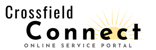 Crossfield Connect logo with sun design.